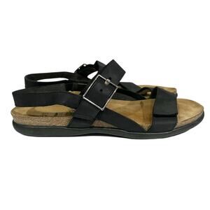 Naot Norah Sandals Flats Black Leather Adjustable Strappy Comfort EU 41/10-10.5